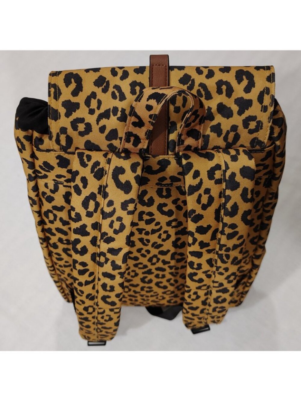 No Boundaries Cargo Backpack Leopard Print Yellow Black Magnetic Snap Pockets - Picture 7 of 16